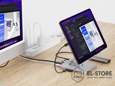 No name Uchwyt na tablet CONCEPTRONIC ze stacją dokującą 8 w 1 srebrny