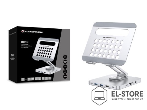No name Uchwyt na tablet CONCEPTRONIC ze stacją dokującą 8 w 1 srebrny