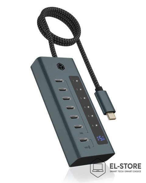 RAIDSONIC ICY BOX IB-HUB1457-C31 USB 3.2 Gen 1 (3.1 Gen 1) Type-C 10000 Mbit/s Niebieski, Szary