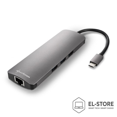 Sharkoon Sharkoon USB 3.0 Type C Combo adapter HDMI, RJ-45, USB 3.2 Gen 1 (3.1 Gen 1)