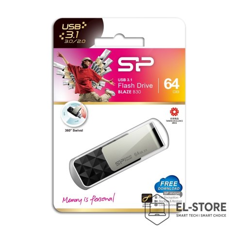 Silicon Power Pendrive Silicon Power Blaze B30 64GB USB 3.1 kolor czarny (SP064GBUF3B30V1K)