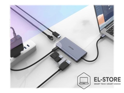 UNITEK UNITEK HUB USB-C 2X USB 3.1, HDMI, DP, RJ45, SD