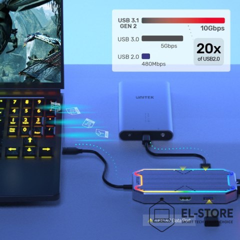 UNITEK UNITEK HUB USB-C, HDMI 2.0, RJ45, 3,5MM, PD 100W