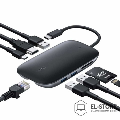 AUKEY AUKEY HUB USB C CB-C71 8W1 RJ45 HDMI 4K PD 100W