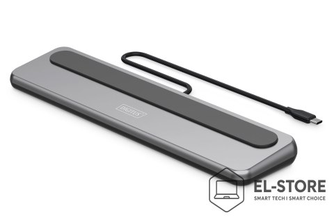 DIGITUS Stacja dokująca USB-C 12 portowa, max. 8K/30Hz z HDR, HDMI, DP, max. 3 monitory (MST), USB-C 3.2 Gen2, Gigabit Ethernet, SD/Micr