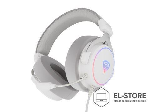 GENESIS GENESIS Neon 764 Zestaw słuchawkowy Przewodowa Opaska na głowę Gaming USB Typu-A Biały