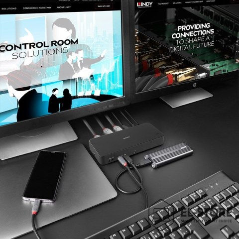 LINDY Uniwersalna, hybrydowa stacja dokująca USB typu C i A do laptopa z obsługą 3x4K (DP, HDMI)