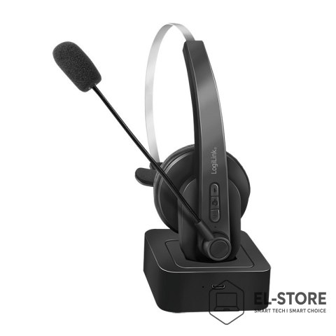 LogiLink LogiLink BT0059 słuchawki/zestaw słuchawkowy Bezprzewodowy Opaska na głowę Biuro/centrum telefoniczne Bluetooth Podstawka do ład