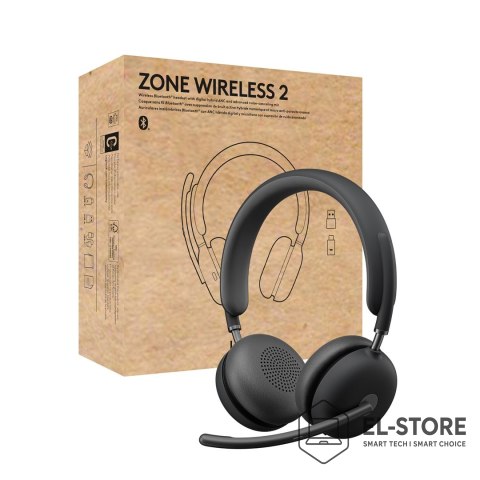 Logitech Słuchawki bezprzewodowe ZONE WIRELESS 2 UC/GRAPHITE UC - 2.4GHz/BT EMEA-914