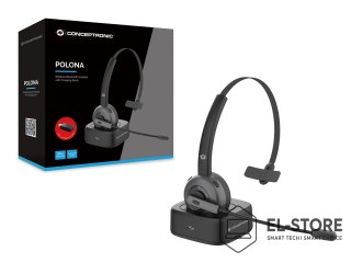 No name Conceptronic POLONA03BD słuchawki/zestaw słuchawkowy Bezprzewodowy Opaska na głowę Biuro/centrum telefoniczne Bluetooth Podstawk