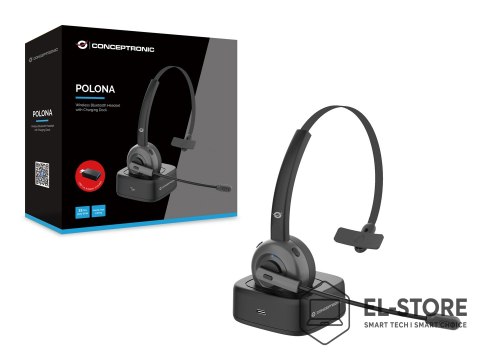No name Conceptronic POLONA03BD słuchawki/zestaw słuchawkowy Bezprzewodowy Opaska na głowę Biuro/centrum telefoniczne Bluetooth Podstawk
