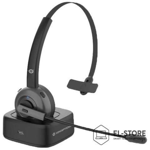No name Conceptronic POLONA03BD słuchawki/zestaw słuchawkowy Bezprzewodowy Opaska na głowę Biuro/centrum telefoniczne Bluetooth Podstawk