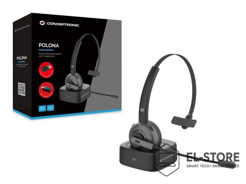 No name Conceptronic POLONA03BDA słuchawki/zestaw słuchawkowy Bezprzewodowy Opaska na głowę Biuro/centrum telefoniczne Bluetooth Podstaw