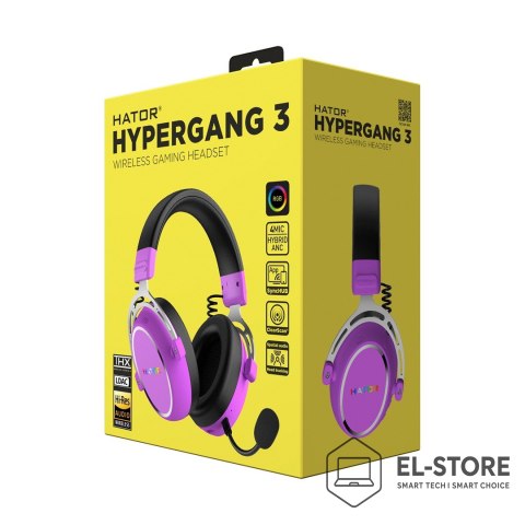 No name Słuchawki dla graczy Hator HYPERGANG 3 Wireless bezprzewodowe fioletowe