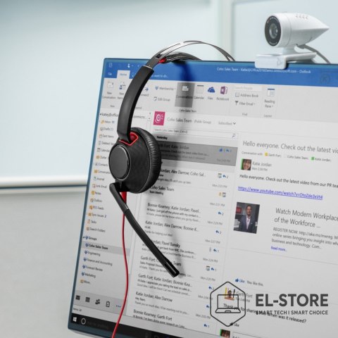 POLY Słuchawki Poly Blackwire 5220 Stereo USB-C Headset +3.5mm Plug +USB-C/A Adapter Retail Packaging
