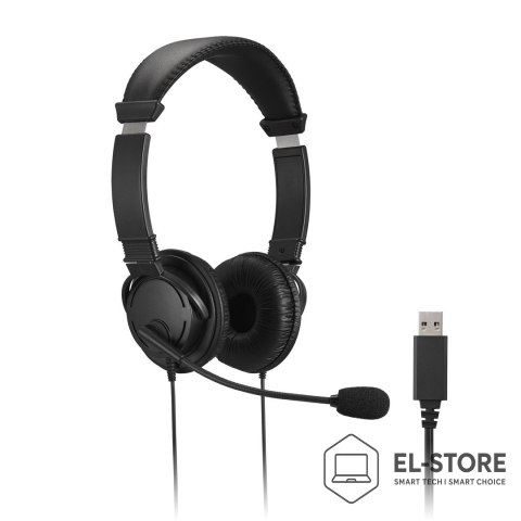 Kensington Kensington K33065WW słuchawki/zestaw słuchawkowy Przewodowa Opaska na głowę Biuro/centrum telefoniczne USB Typu-A Czarny