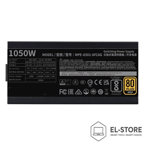 Cooler Master Zasilacz Cooler Master MWE Gold 1050 V2 ATX 3.1 1050W 24-pin (519279) Czarny