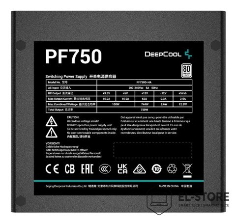 DEEPCOOL Zasilacz DeepCool PF750 750W 80 Plus