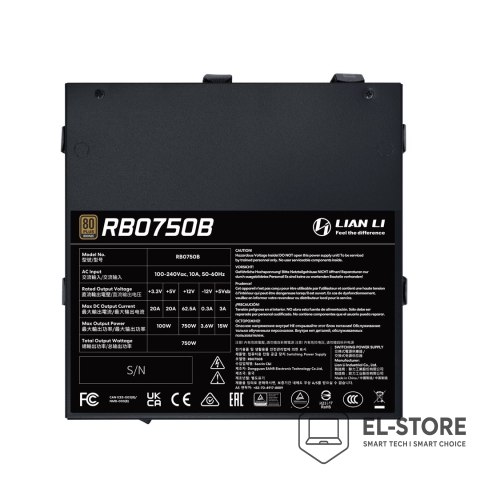 LIAN LI Lian Li RB0750B.B moduł zasilaczy 750 W 24-pin ATX ATX Czarny