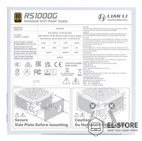 LIAN LI Lian Li RS1000G moduł zasilaczy 1000 W 20+4 pin ATX ATX Biały