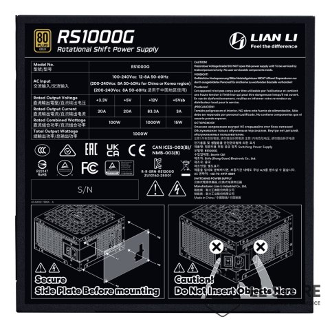LIAN LI Lian Li RS1000G moduł zasilaczy 1000 W 20+4 pin ATX ATX Czarny