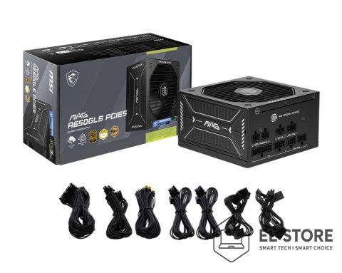 MSI MSI MAG A650GLS PCIE5 moduł zasilaczy 650 W 24-pin ATX ATX Czarny