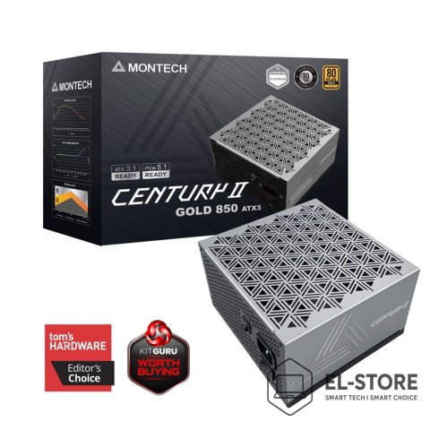 Montech Montech CENTURY II moduł zasilaczy 850 W 20+4 pin ATX ATX Srebrny, Czarny