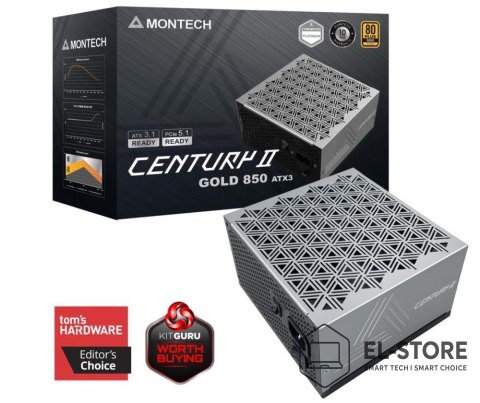 Montech Montech CENTURY II moduł zasilaczy 850 W 20+4 pin ATX ATX Srebrny, Czarny