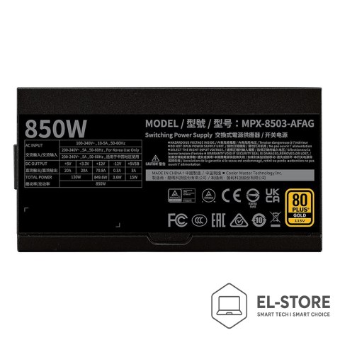 No name Cooler Master GX II Gold 850 ATX 3.1 moduł zasilaczy 850 W 24-pin ATX Czarny