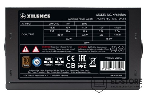 XILENCE Xilence XN225 moduł zasilaczy 650 W 20+4 pin ATX ATX Czarny, Czerwony