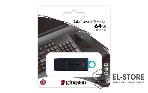 Kingston KINGSTON FLASH 64GB USB 3.2 Gen 1 DataTraveler Exodia (B+T)
