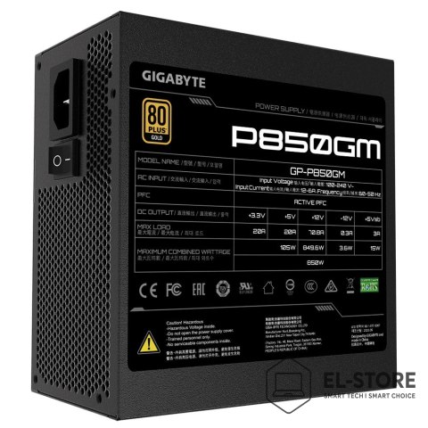 No name GIGABYTE P850GM moduł zasilaczy 850 W 20+4 pin ATX ATX Czarny