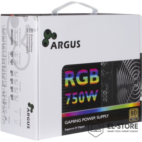 Inter-Tech Zasilacz Argus RGB-750W CM II - ATX12V 2.3 AC 100/240 V - 750 Watt - aktiv PFC - sort