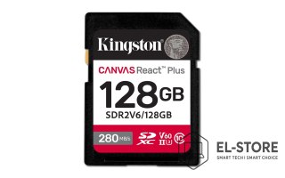 Kingston 128GB SDXC CANVAS REACT PLUS U3/UHS-II 280R/100W V60 FULL HD/4K