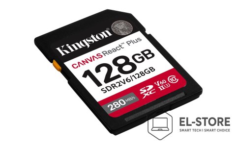 Kingston 128GB SDXC CANVAS REACT PLUS U3/UHS-II 280R/100W V60 FULL HD/4K