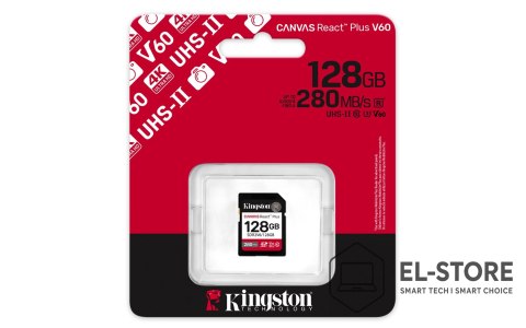 Kingston 128GB SDXC CANVAS REACT PLUS U3/UHS-II 280R/100W V60 FULL HD/4K