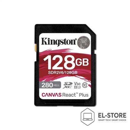 Kingston 128GB SDXC CANVAS REACT PLUS U3/UHS-II 280R/100W V60 FULL HD/4K