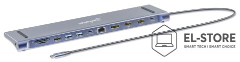 Manhattan MANHATTAN Stacja dokująca 12-w-1 4K 1xHDMI 2xDP 3xUSB-A