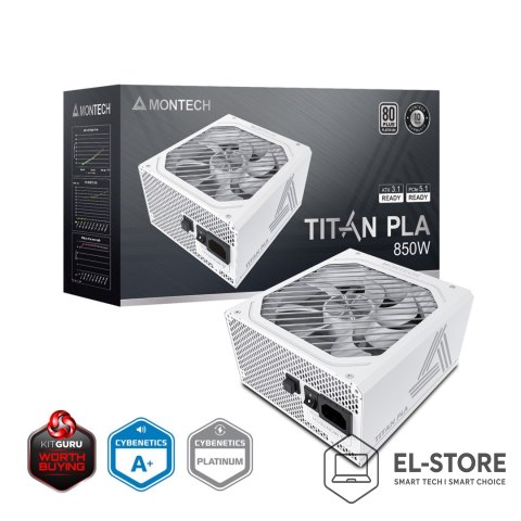Montech Montech Titan PLA 850W - 80 PLUS & Cybenetics Platinum, modularny, PCIe 5.1 - 850 Wat