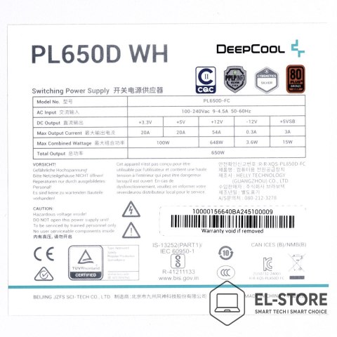 DEEPCOOL Zasilacz Deepcool PL650D WH  650W Bronze white