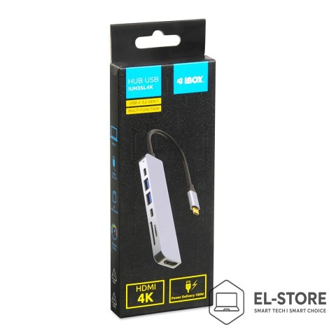 IBOX IBOX HUB USB IUH3SL4K SLIM USB3.2 HDMI 4K PD100W