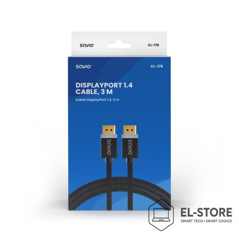 SAVIO SAVIO KABEL DISPLAYPORT M - DISPLAYPORT M, V1.4, 3M, CZARNY, CL-176