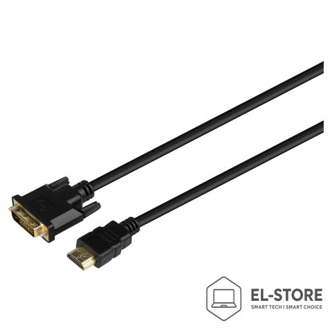 SAVIO SAVIO KABEL HDMI 19PIN MĘSKI - DVI 18+1 MĘSKI 1,8M CZARNY ZŁOTE KOŃCÓWKI CL-212