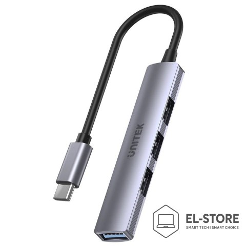 UNITEK UNITEK HUB USB-C 1XUSB-A 5 GBPS, 3XUSB-A 2.0 ALU