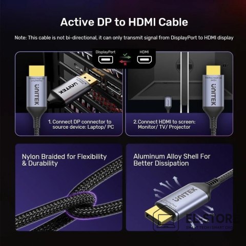 UNITEK UNITEK KABEL DISPLAYPORT 1.4 DO HDMI 2.1, 8K, 1,8M