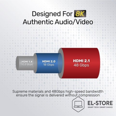 UNITEK UNITEK KABEL HDMI 2.1, 8K 60HZ, 4K 120HZ, 5M,C140W