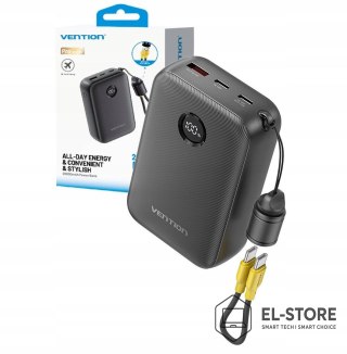 Vention Powerbank Vention 20000mAh 2 x USB-C 1x USB-A z wyświetlaczem 22,5W czarny