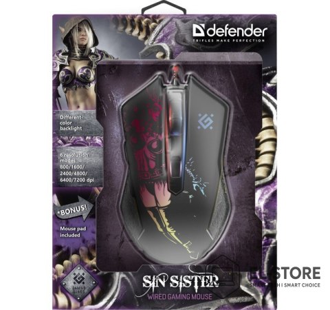 Defender DEFENDER MYSZ PRZEWODOWA GAMINGOWA SIN'SISTER GM-933 OPTIC 7200 DPI 6P 52933