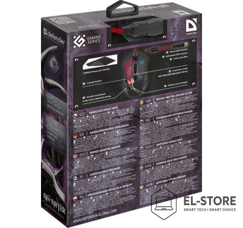 Defender DEFENDER MYSZ PRZEWODOWA GAMINGOWA SIN'SISTER GM-933 OPTIC 7200 DPI 6P 52933