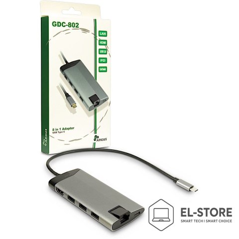Inter-Tech Inter-Tech GDC-802 Przewodowa USB 3.2 Gen 1 (3.1 Gen 1) Type-C Szary